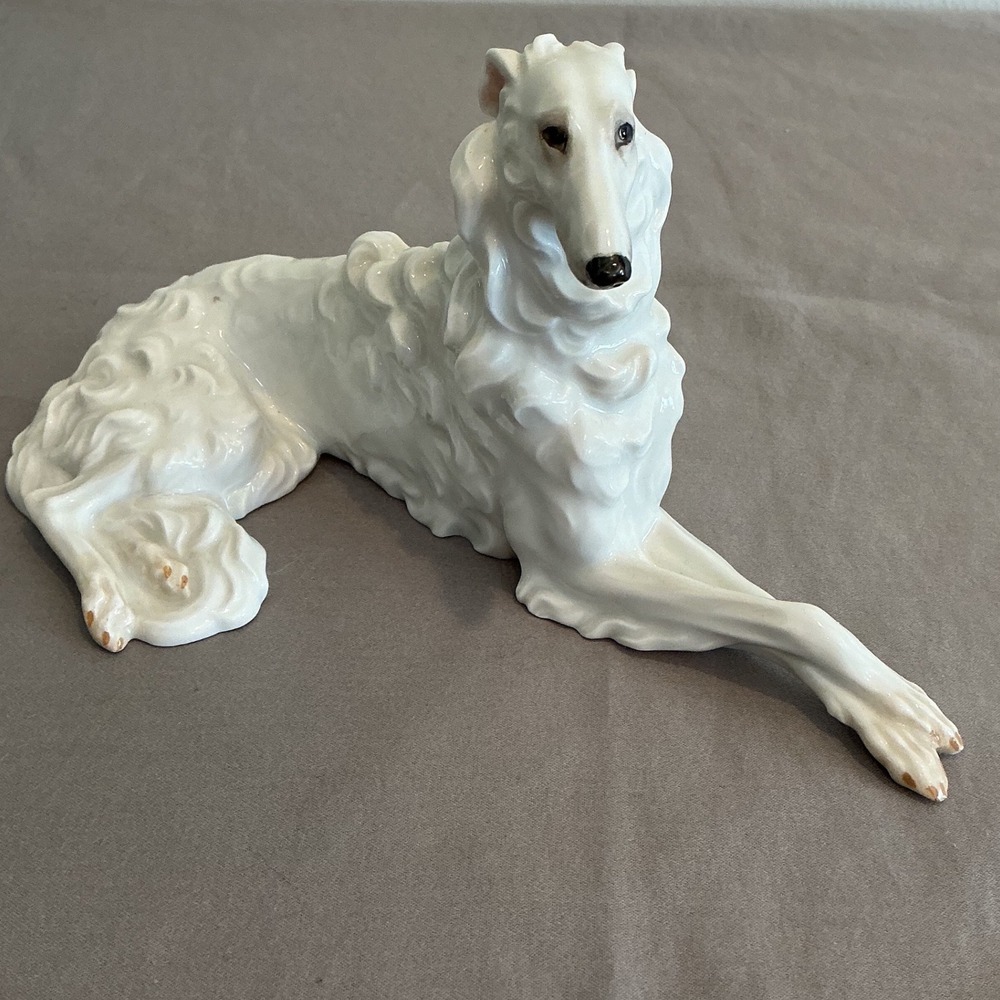 Vintage Augarten Wien Austria Porcelain Borzoi Russian Wolfhound Dog Figurine